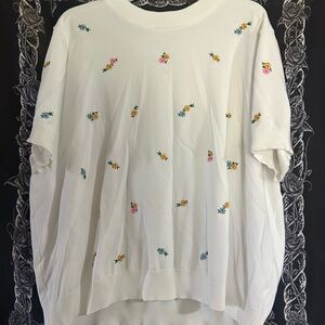 Chic Soul White Floral Embroidered Blouse